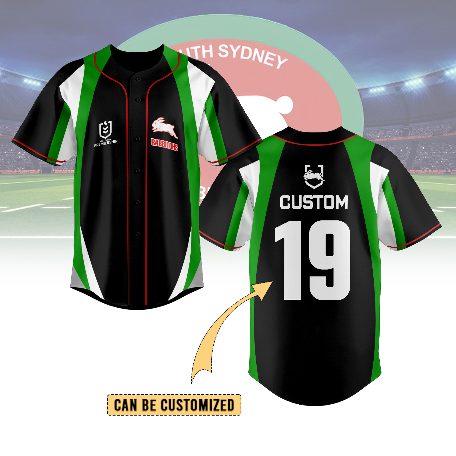 Auspiritmerch South Sydney Rabbitohs Personalized Baseball Jersey Gifts For Fans
