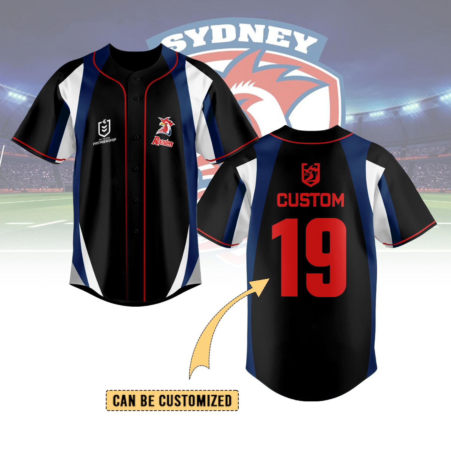 Auspiritmerch Sydney Roosters Personalized Baseball Jersey Gifts For Fans