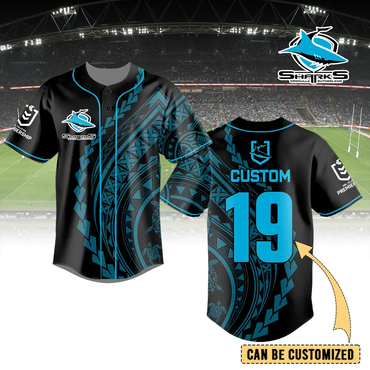 Auspiritmerch Cronulla-Sutherland Sharks Personalized Baseball Jersey Gifts For Fans