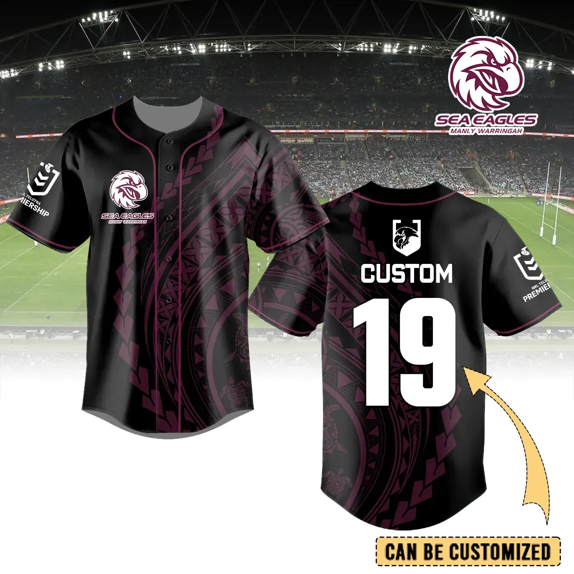 Auspiritmerch Manly Warringah Sea Eagles Personalized Baseball Jersey Gifts For Fans