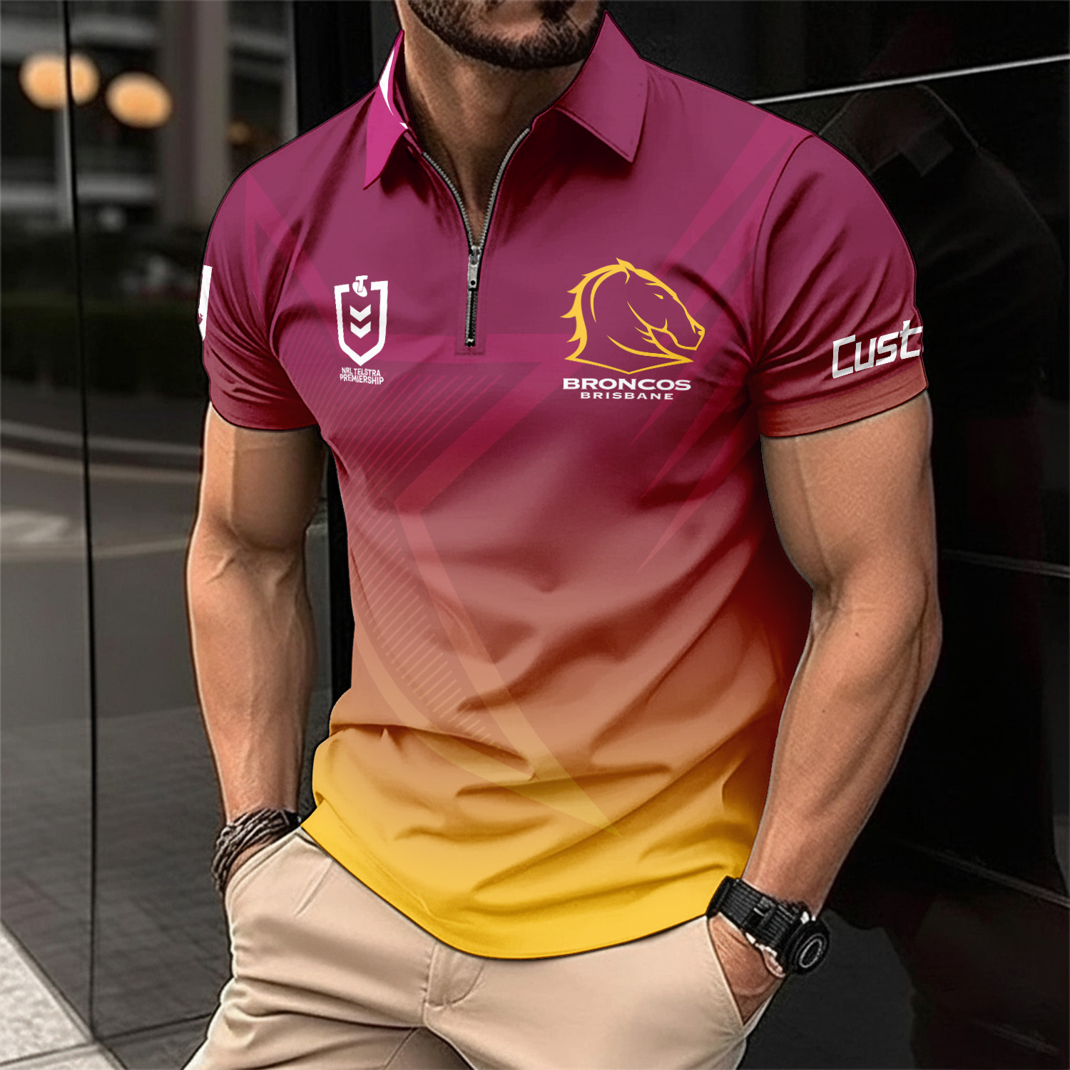 Auspiritmerch Brisbane Broncos Personalized Zip Polo Shirt Gift For Fans