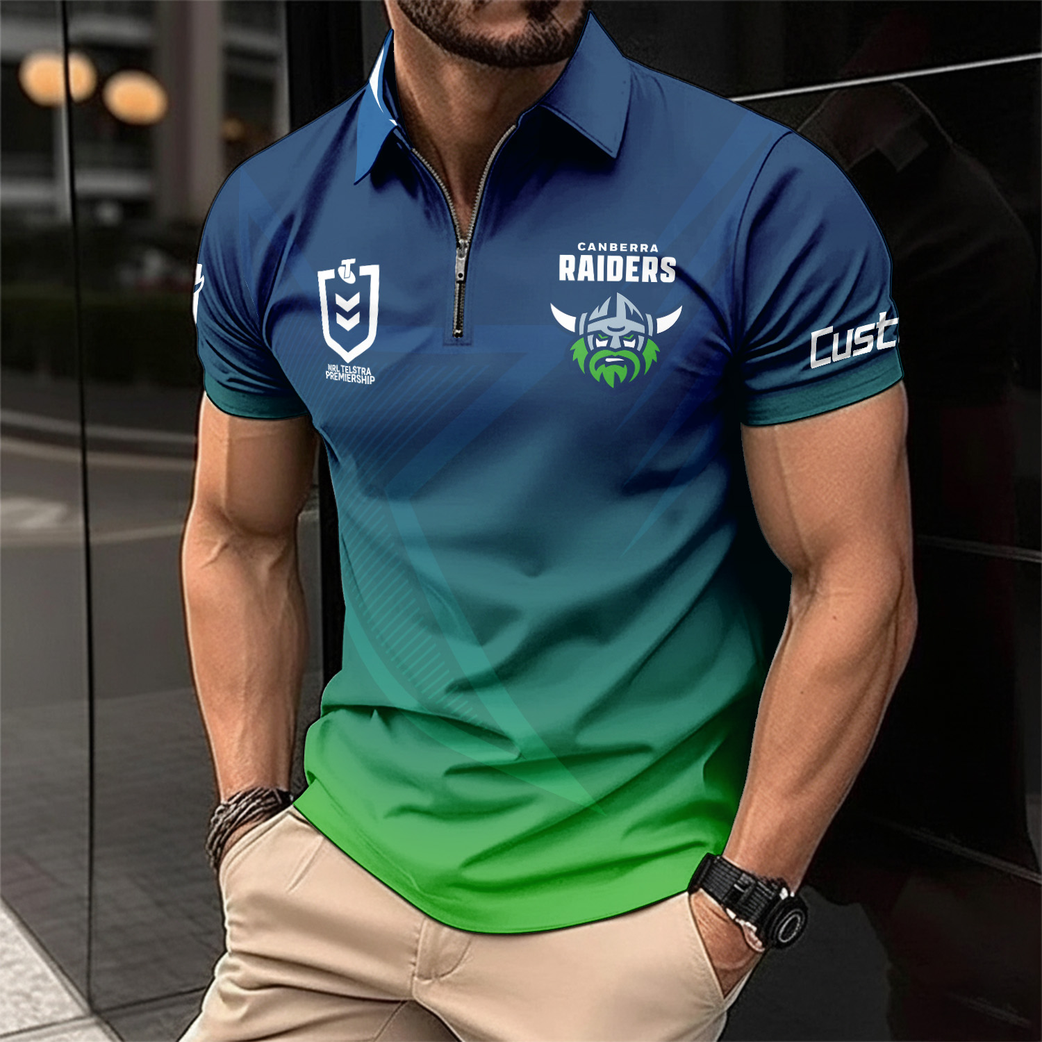 Auspiritmerch Canberra Raiders Personalized Zip Polo Shirt Gift For Fans