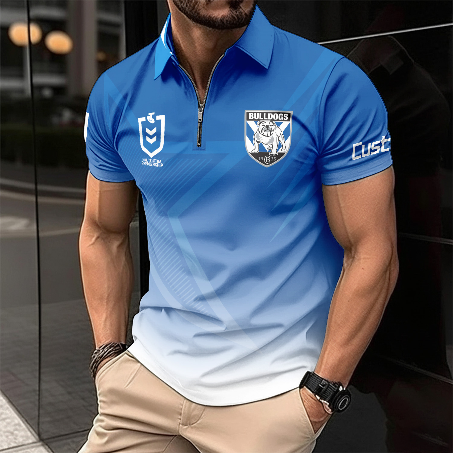 Auspiritmerch Canterbury-Bankstown Bulldogs Personalized Zip Polo Shirt Gift For Fans