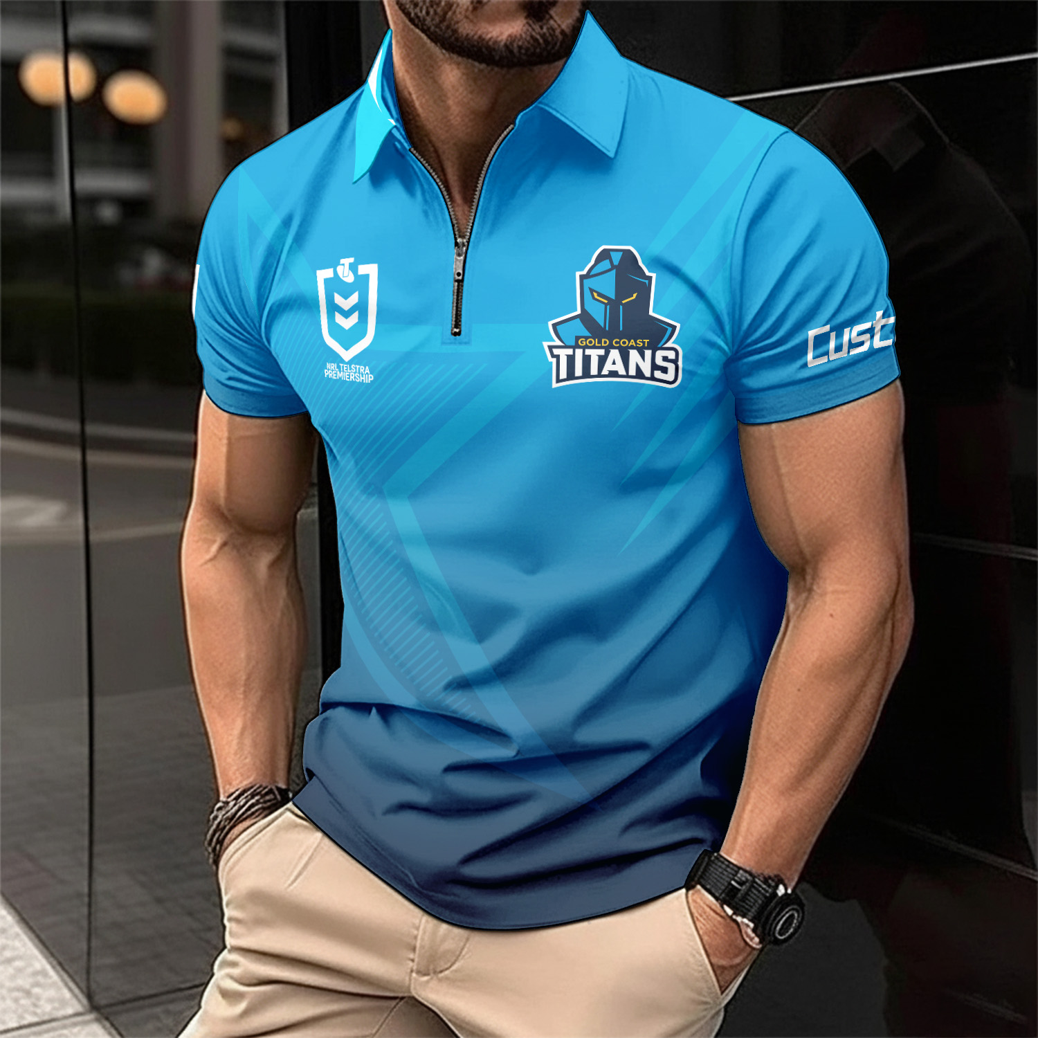 Auspiritmerch Gold Coast Titans Personalized Zip Polo Shirt Gift For Fans