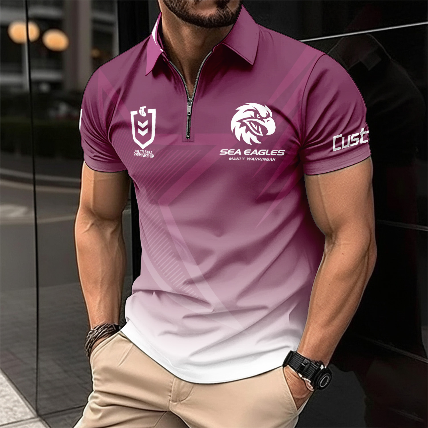 Auspiritmerch Manly Warringah Sea Eagles Personalized Zip Polo Shirt Gift For Fans