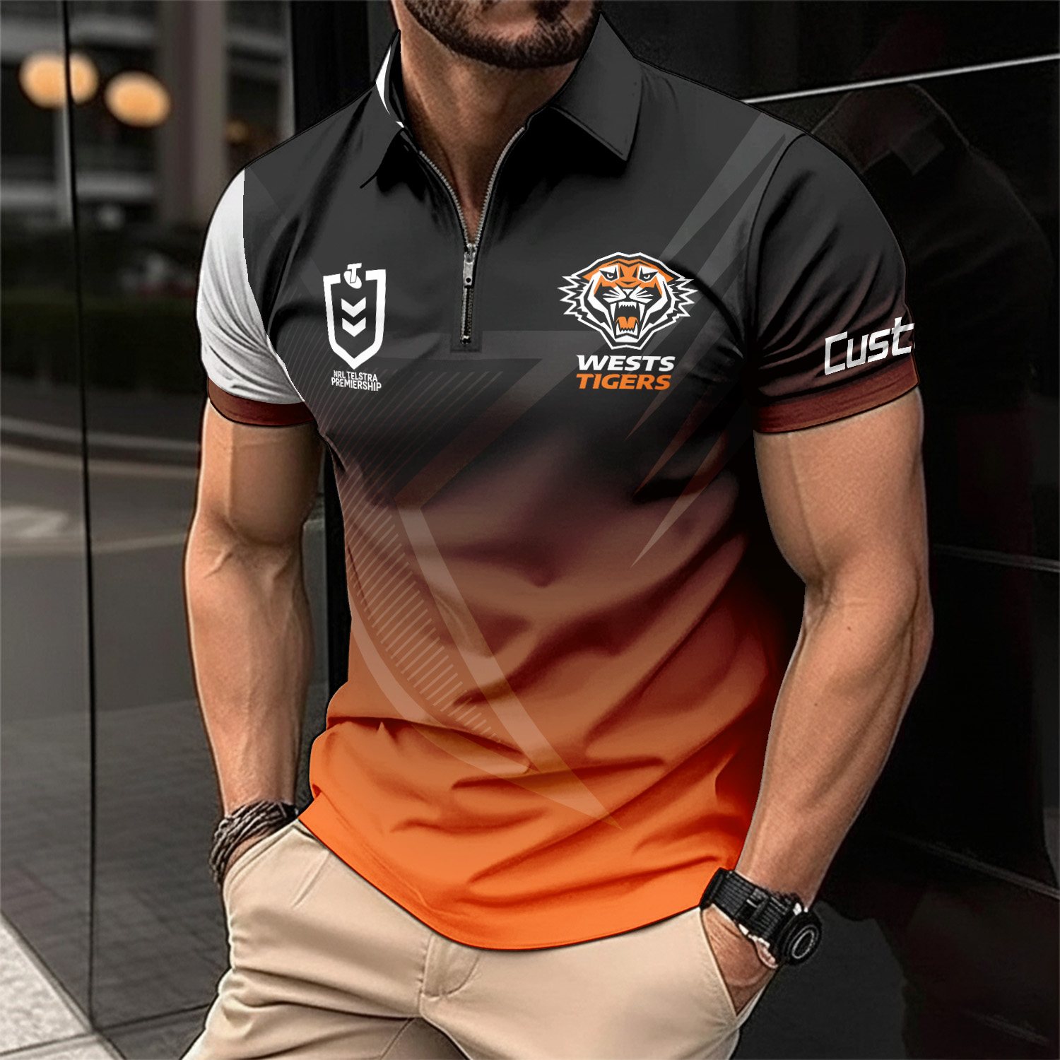 Auspiritmerch Wests Tigers Personalized Zip Polo Shirt Gift For Fans