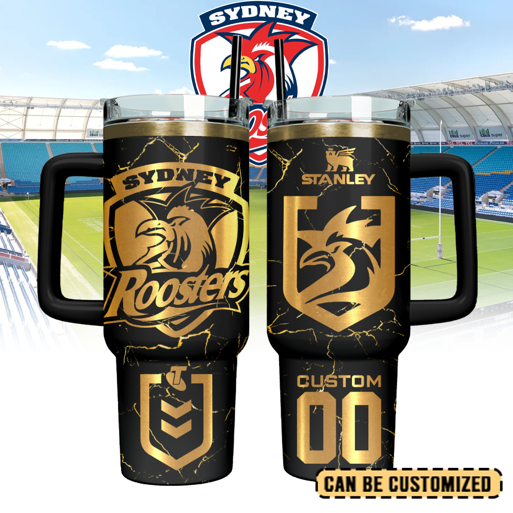Auspiritmerch Sydney Roosters Custom Stanley Quencher 40oz Stainless Steel Tumbler With Handle