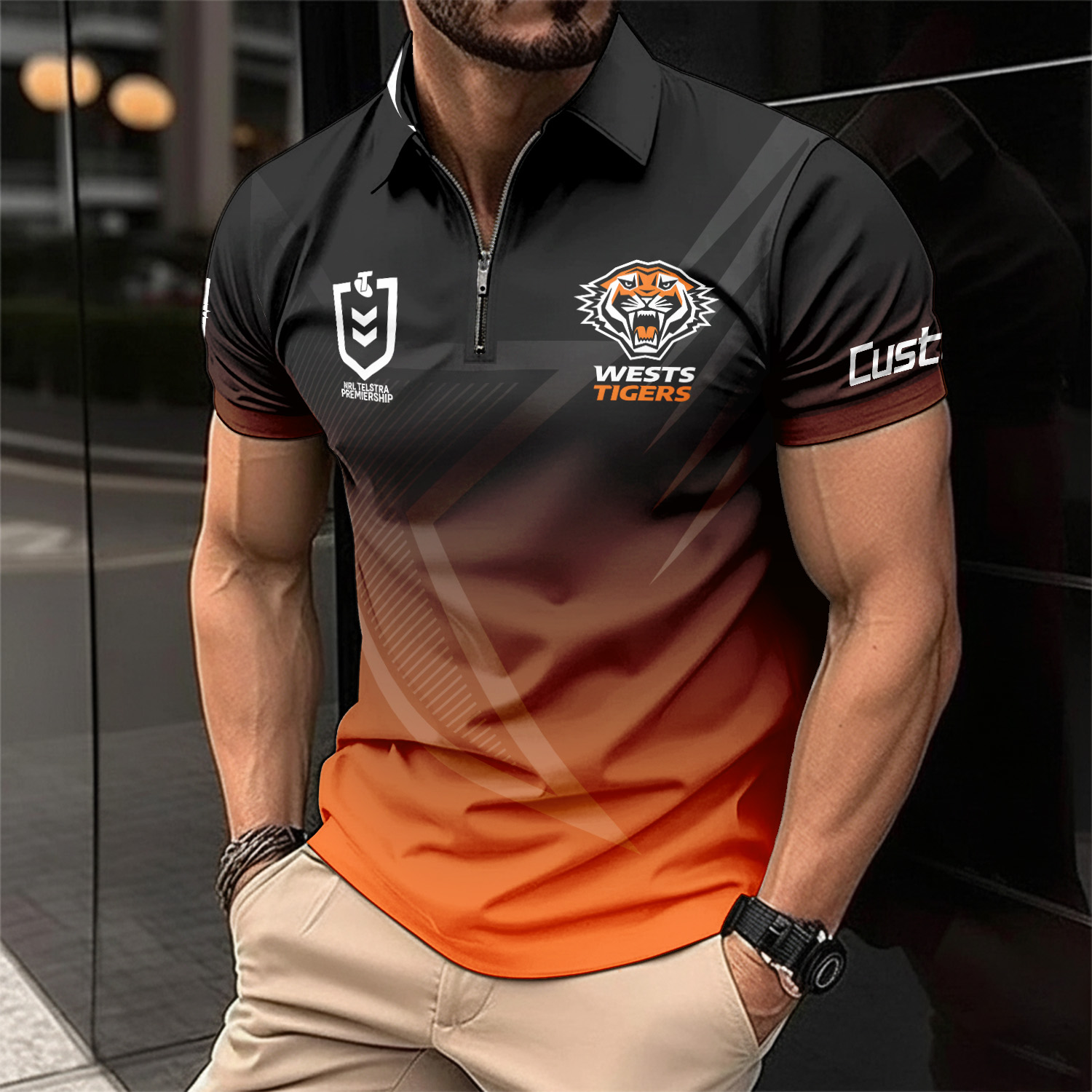Auspiritmerch Wests Tigers Personalized Zip Polo Shirt Gift For Fans