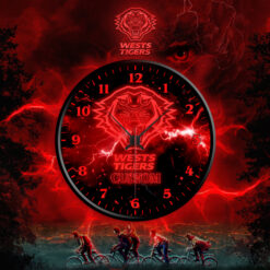 Auspiritmerch Wests Tigers x Stranger Things Personalized Wall Clock For Home Gifts For Fans