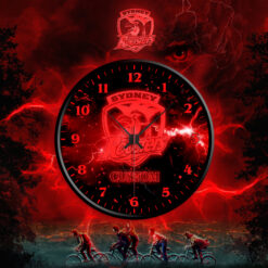 Auspiritmerch Sydney Roosters x Stranger Things Personalized Wall Clock For Home Gifts For Fans - Style 1