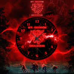 Auspiritmerch St. George Illawarra Dragons x Stranger Things Personalized Wall Clock For Home Gifts For Fans