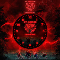 Auspiritmerch St. George Illawarra Dragons x Stranger Things Personalized Wall Clock For Home Gifts For Fans - Style 2