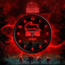 Auspiritmerch South Sydney Rabbitohs x Stranger Things Personalized Wall Clock For Home Gifts For Fans - Style 2