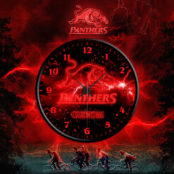 Auspiritmerch Penrith Panthers x Stranger Things Personalized Wall Clock For Home Gifts For Fans