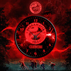 Auspiritmerch Parramatta Eels x Stranger Things Personalized Wall Clock For Home Gifts For Fans
