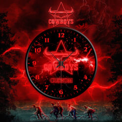 Auspiritmerch North Queensland Cowboys x Stranger Things Personalized Wall Clock For Home Gifts For Fans