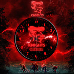 Auspiritmerch Newcastle Knights x Stranger Things Personalized Wall Clock For Home Gifts For Fans - Style 1