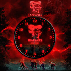 Auspiritmerch Newcastle Knights x Stranger Things Personalized Wall Clock For Home Gifts For Fans - Style 2