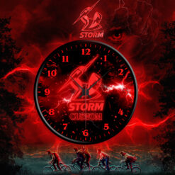 Auspiritmerch Melbourne Storm x Stranger Things Personalized Wall Clock For Home Gifts For Fans