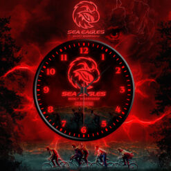 Auspiritmerch Manly Warringah Sea Eagles x Stranger Things Personalized Wall Clock For Home Gifts For Fans - Style 2