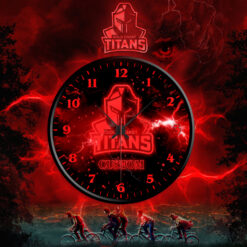 Auspiritmerch Gold Coast Titans x Stranger Things Personalized Wall Clock For Home Gifts For Fans