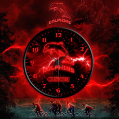 Auspiritmerch Dolphins x Stranger Things Personalized Wall Clock For Home Gifts For Fans