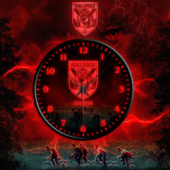 Auspiritmerch Canterbury-Bankstown Bulldogs x Stranger Things Personalized Wall Clock For Home Gifts For Fans - Style 2