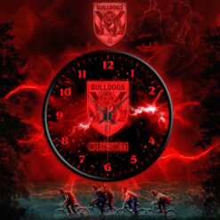Auspiritmerch Canterbury-Bankstown Bulldogs x Stranger Things Personalized Wall Clock For Home Gifts For Fans