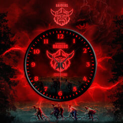 Auspiritmerch Canberra Raiders x Stranger Things Personalized Wall Clock For Home Gifts For Fans - Style 2