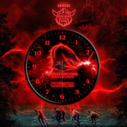 Auspiritmerch Brisbane Broncos x Stranger Things Personalized Wall Clock For Home Gifts For Fans