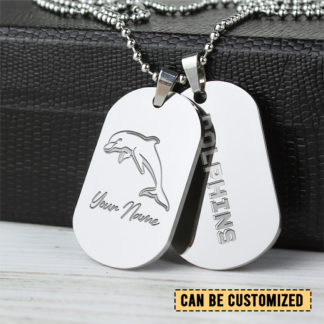 Auspiritmerch Dolphins Personalized Necklace Dog Tag For Fans