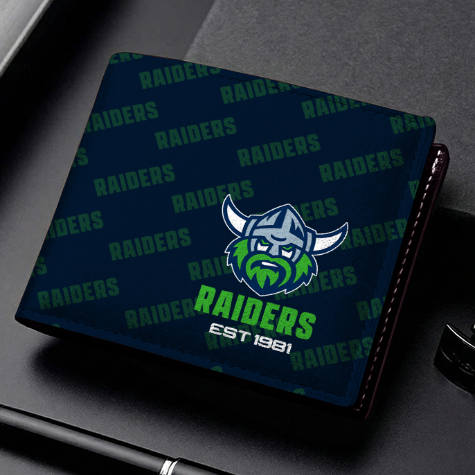Auspiritmerch Canberra Raiders Personalized Leather Wallet Gift For Fans