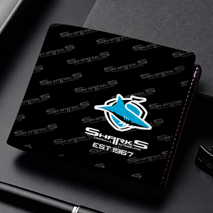 Auspiritmerch Cronulla-Sutherland Sharks Personalized Leather Wallet Gift For Fans