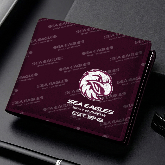 Auspiritmerch Manly Warringah Sea Eagles Personalized Leather Wallet Gift For Fans