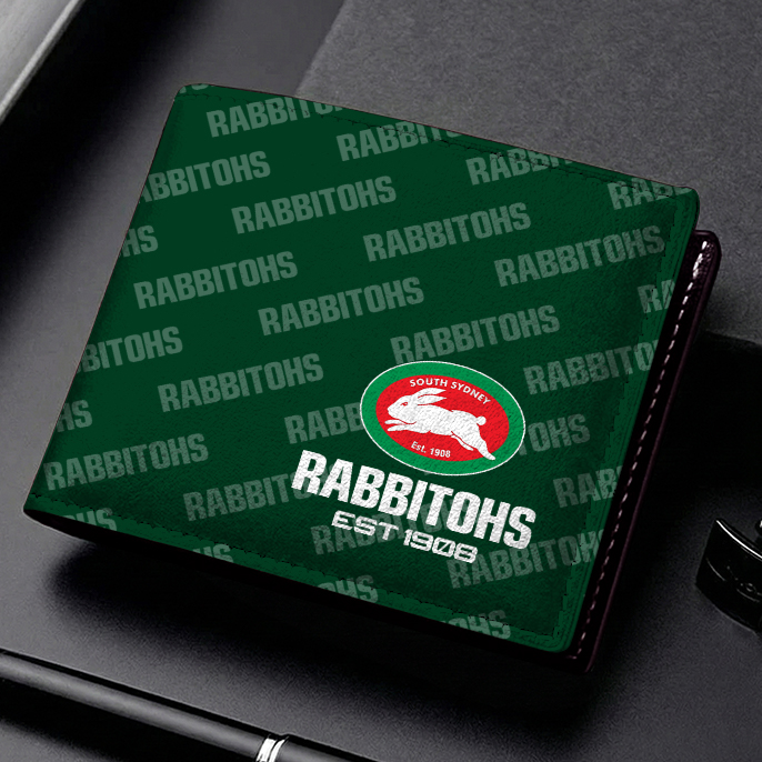Auspiritmerch South Sydney Rabbitohs Personalized Leather Wallet Gift For Fans