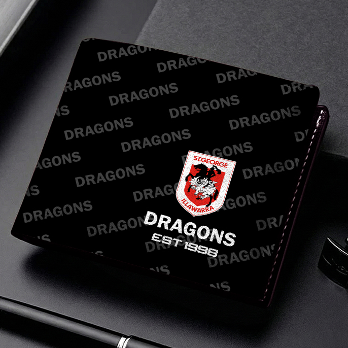 Auspiritmerch St. George Illawarra Dragons Personalized Leather Wallet Gift For Fans