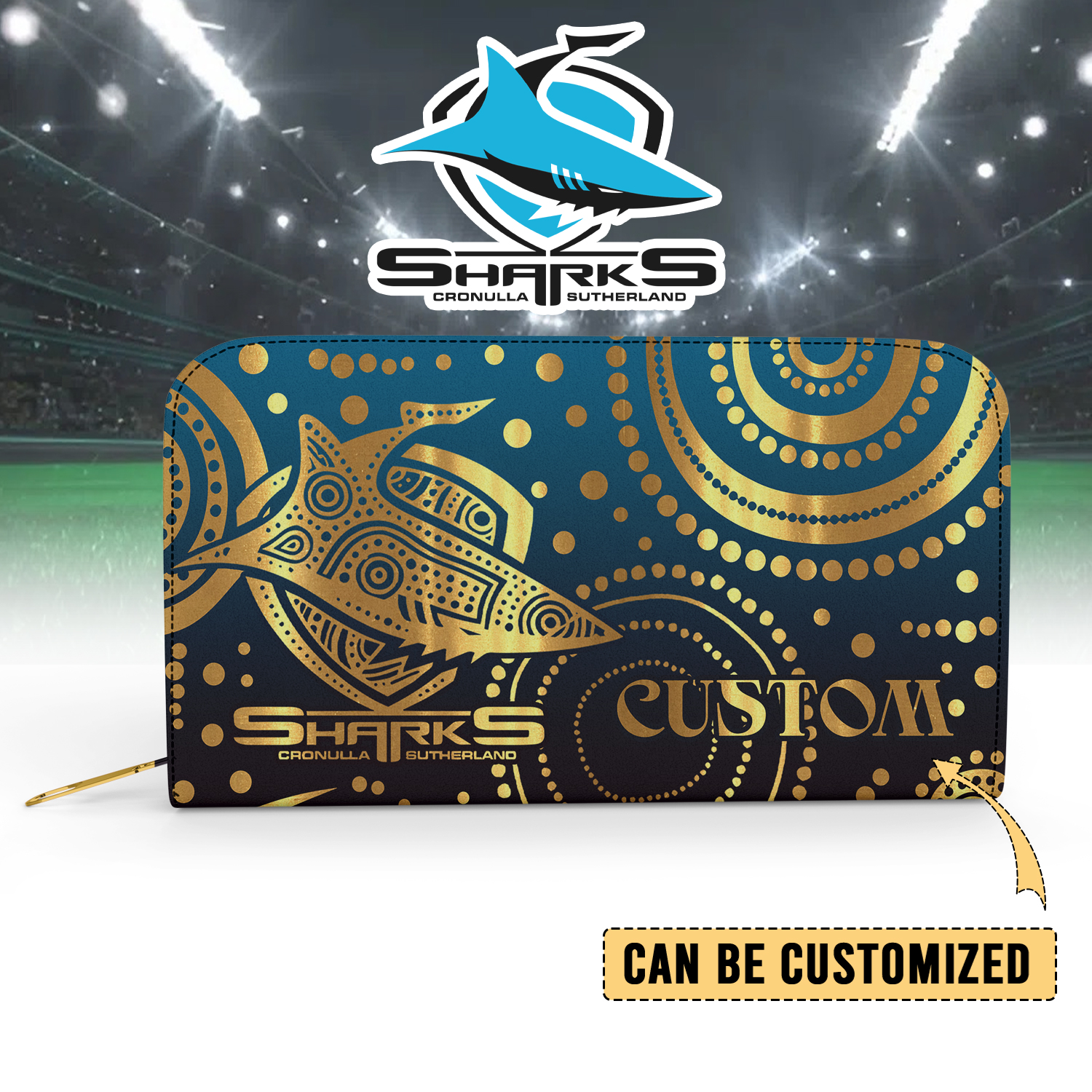 Auspiritmerch Cronulla-Sutherland Sharks Personalized Clutch Purse Gift For Fans