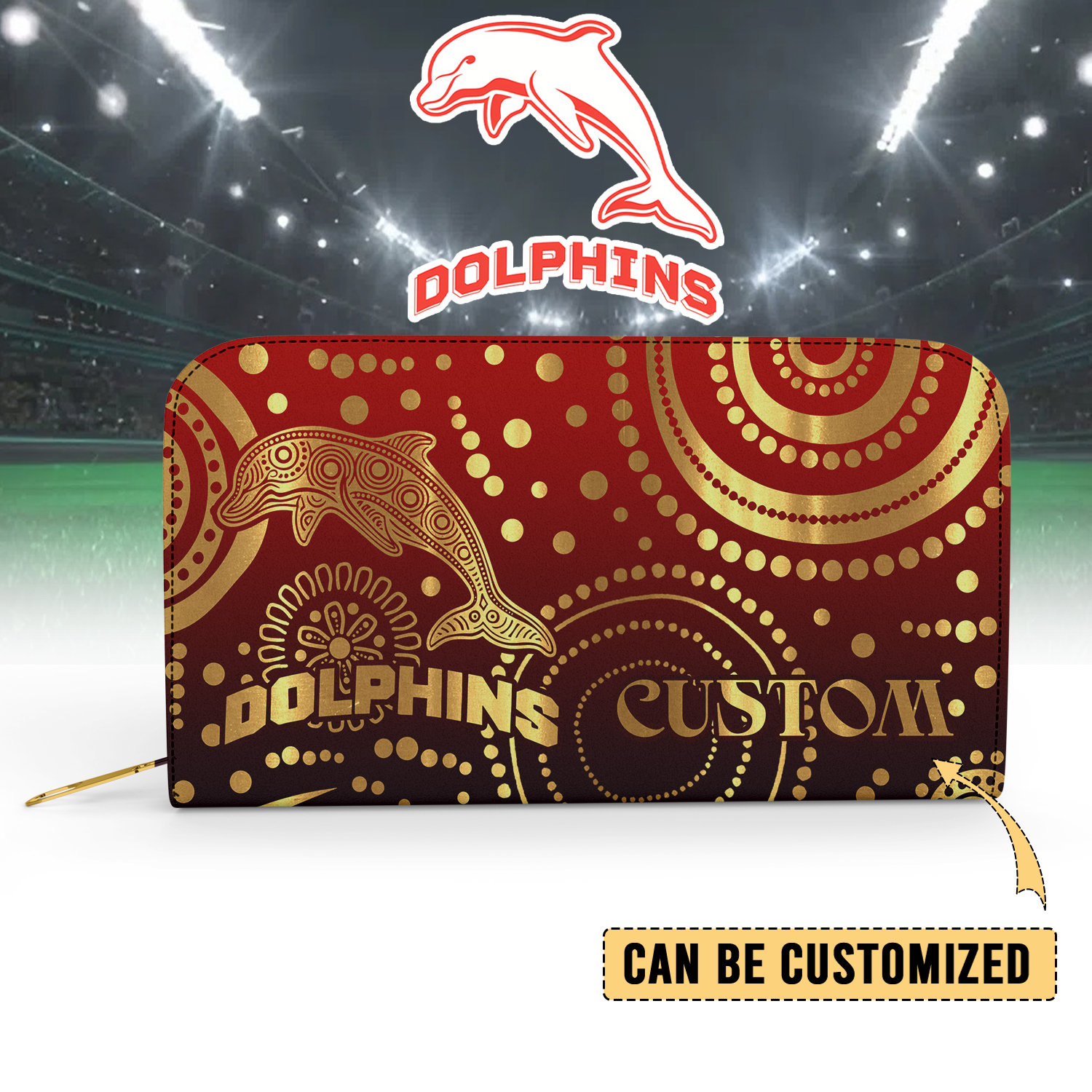 Auspiritmerch Dolphins Personalized Clutch Purse Gift For Fans
