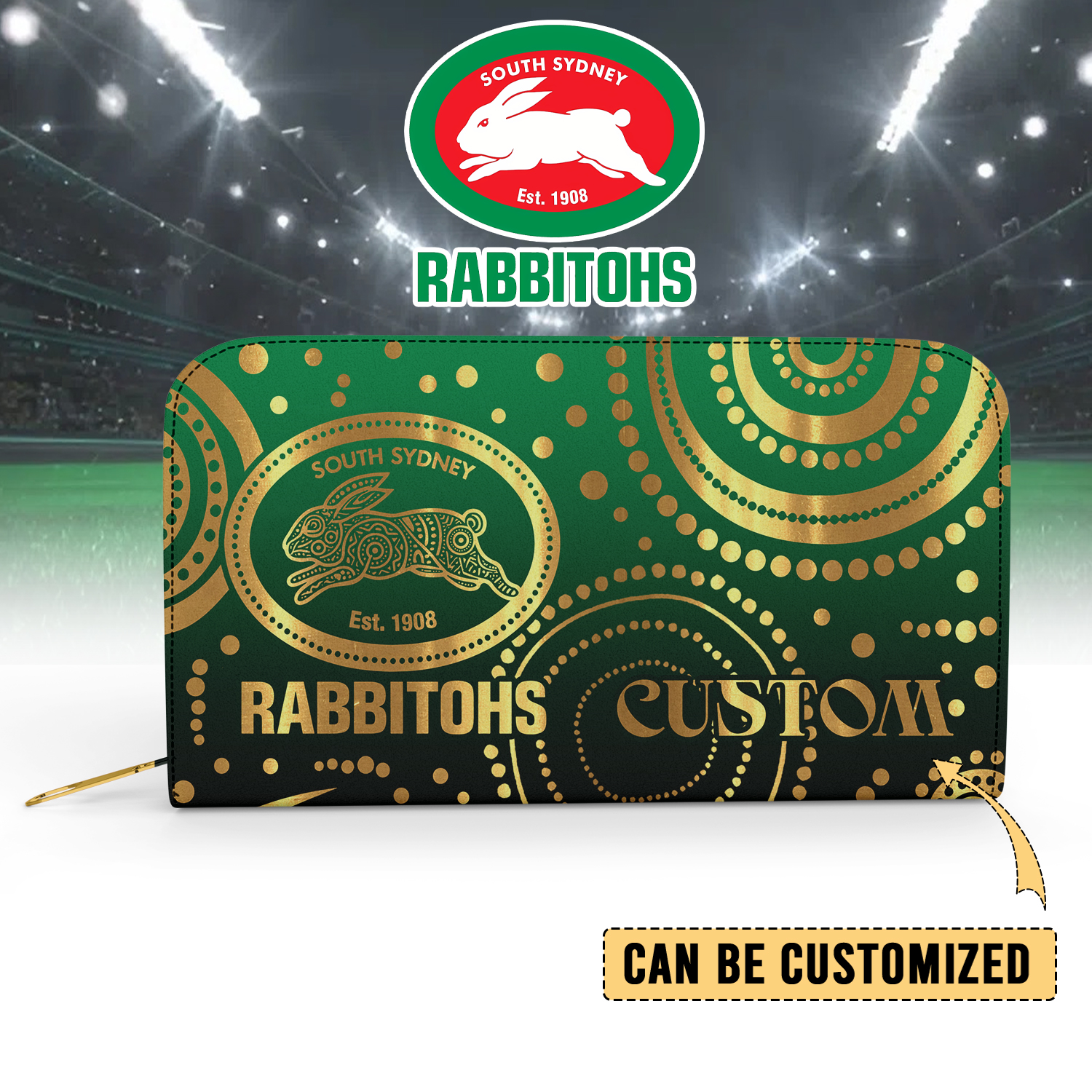 Auspiritmerch South Sydney Rabbitohs Personalized Clutch Purse Gift For Fans
