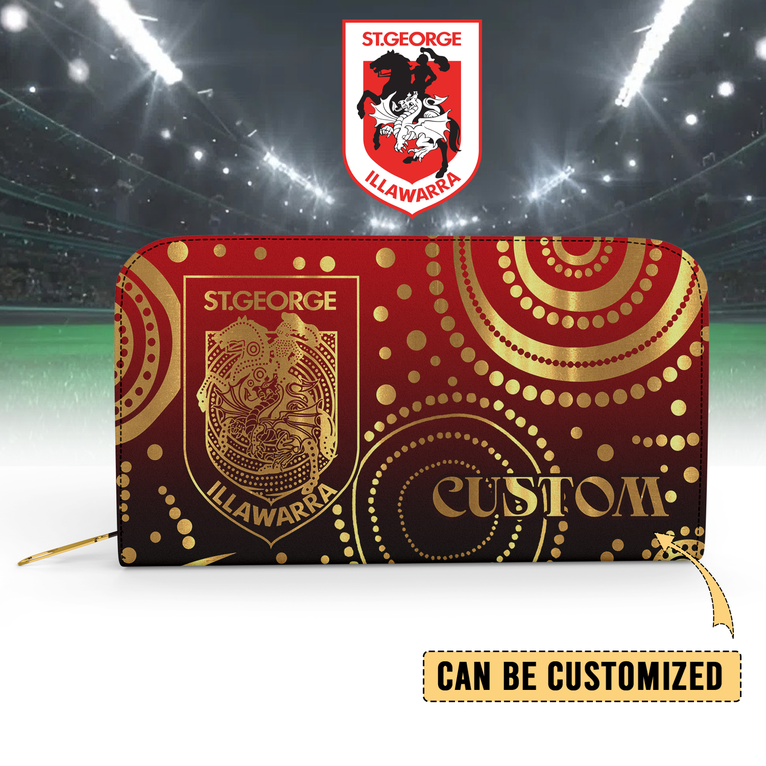 Auspiritmerch St. George Illawarra Dragons Personalized Clutch Purse Gift For Fans