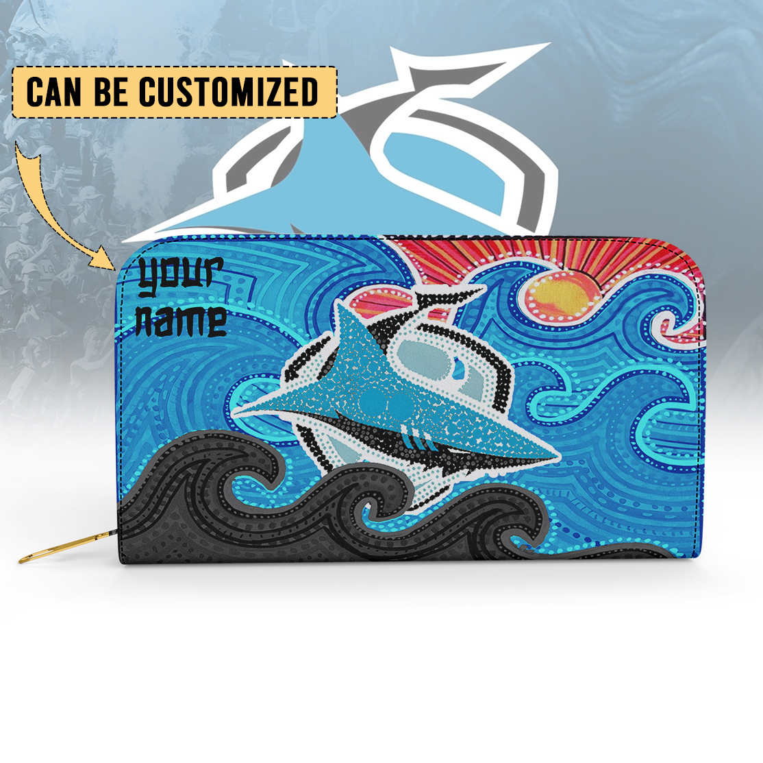 Auspiritmerch Cronulla-Sutherland Sharks Personalized Clutch Purse Gift For Fans