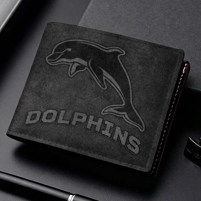 Auspiritmerch Dolphins Personalized Leather Wallet Gift For Fans