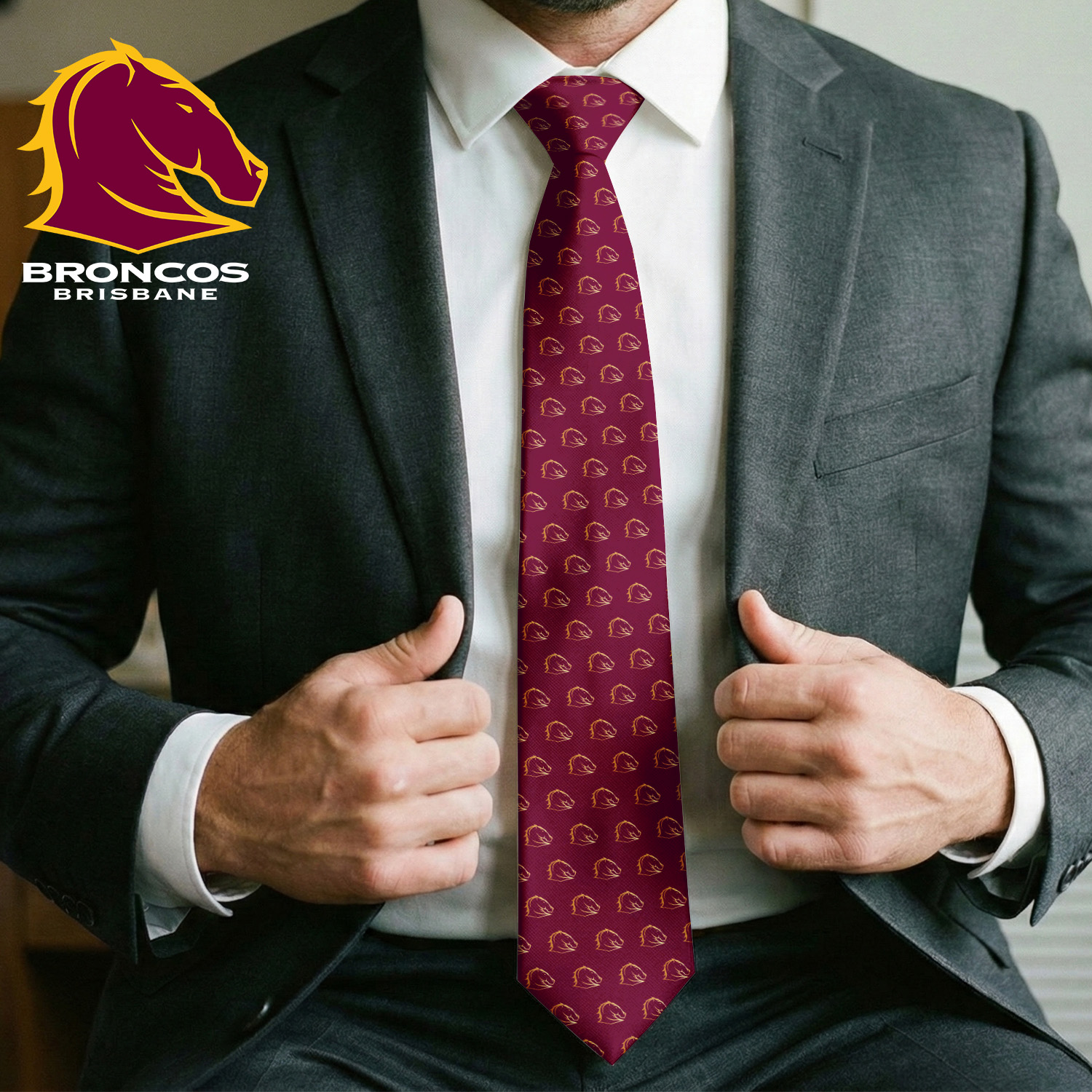 Auspiritmerch Brisbane Broncos Personalized Necktie Gifts For Fans