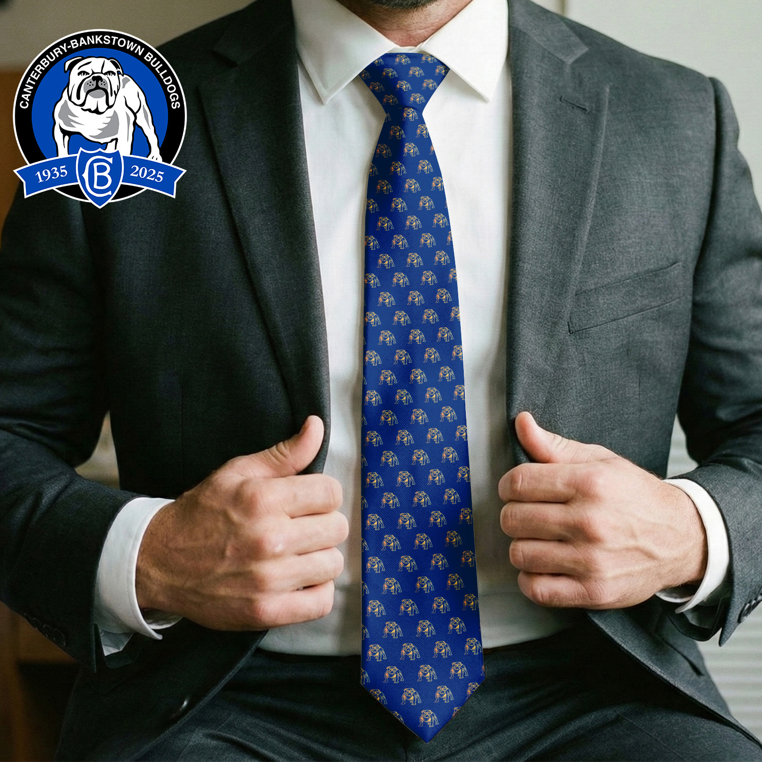 Auspiritmerch Canterbury-Bankstown Bulldogs Personalized Necktie Gifts For Fans
