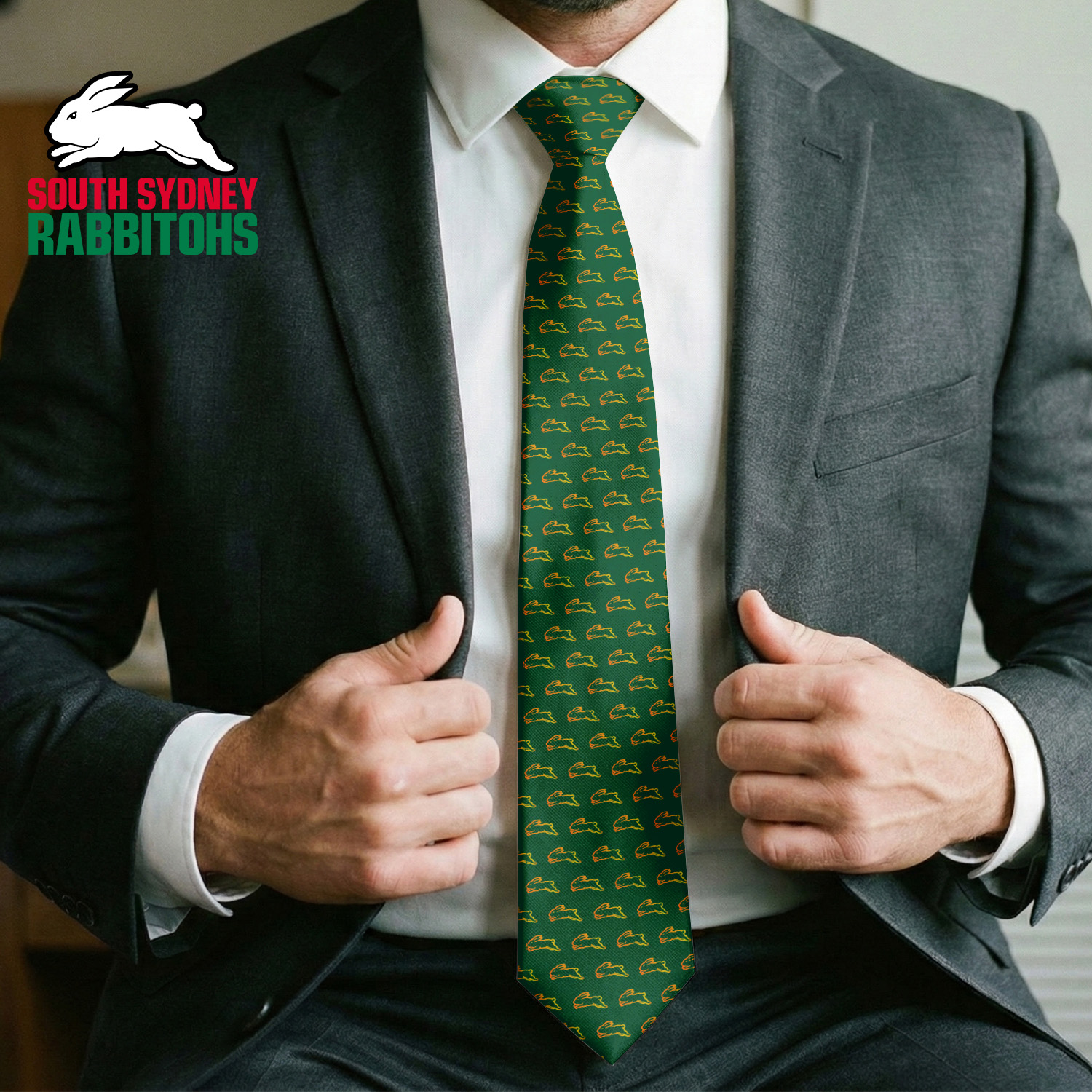Auspiritmerch South Sydney Rabbitohs Personalized Necktie Gifts For Fans