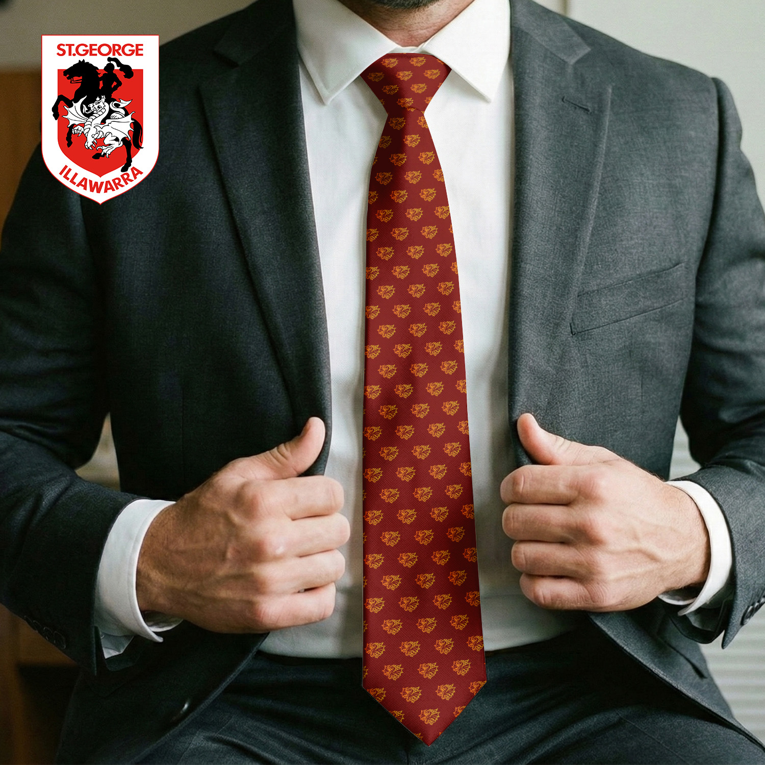 Auspiritmerch St. George Illawarra Dragons Personalized Necktie Gifts For Fans