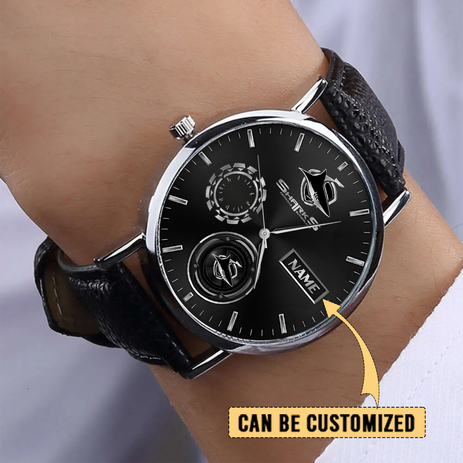Auspiritmerch Cronulla-Sutherland Sharks Personalized Stitched Leather Watch Gift For Fans