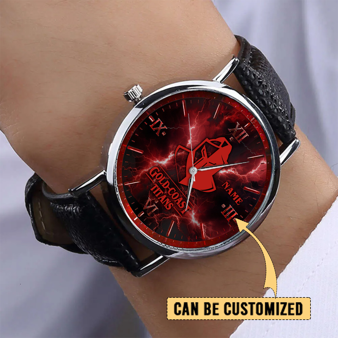 Auspiritmerch Gold Coast Titans x Stranger Things Personalized Stitched Leather Watch Gift For Fans