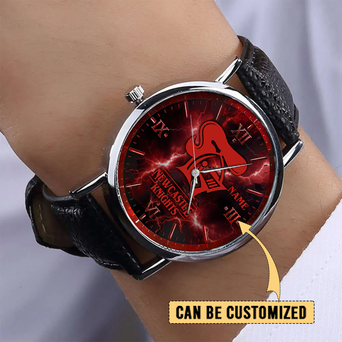 Auspiritmerch Newcastle Knights x Stranger Things Personalized Stitched Leather Watch Gift For Fans