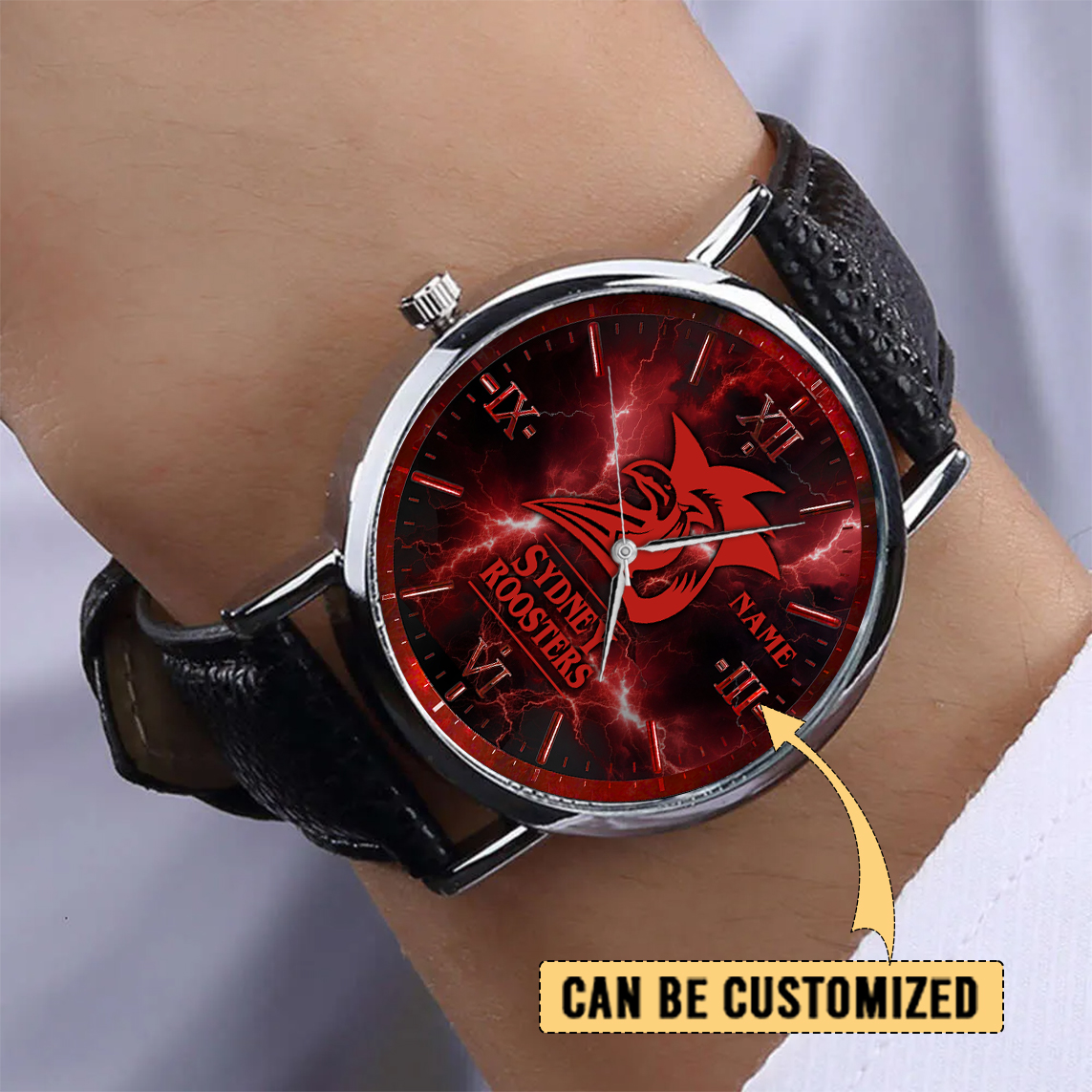 Auspiritmerch Sydney Roosters x Stranger Things Personalized Stitched Leather Watch Gift For Fans